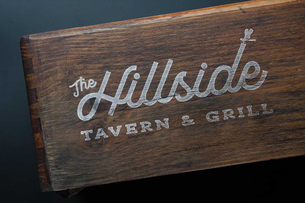 Tavern Logo Design Mockup on Wood