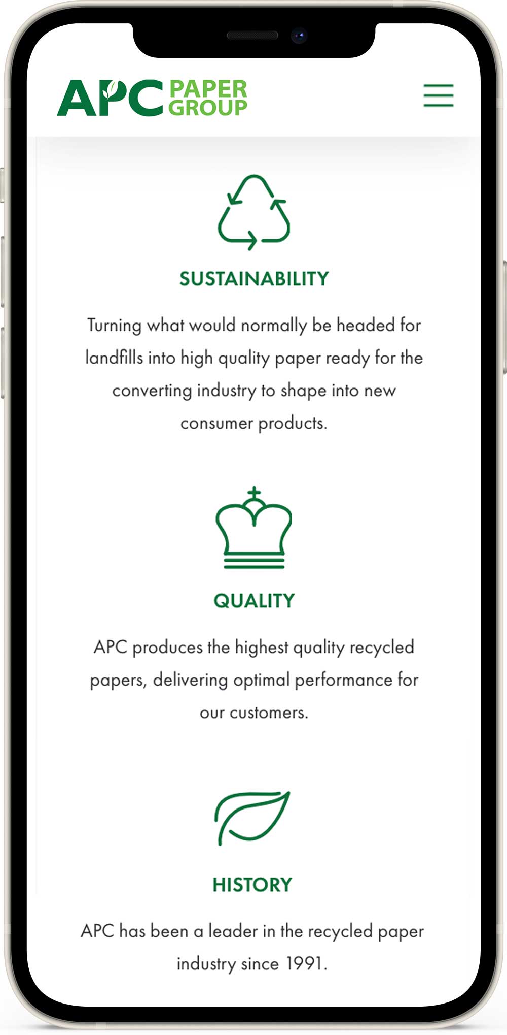 apc-mobile-mockup-4 APC Paper Group Website on a Phone