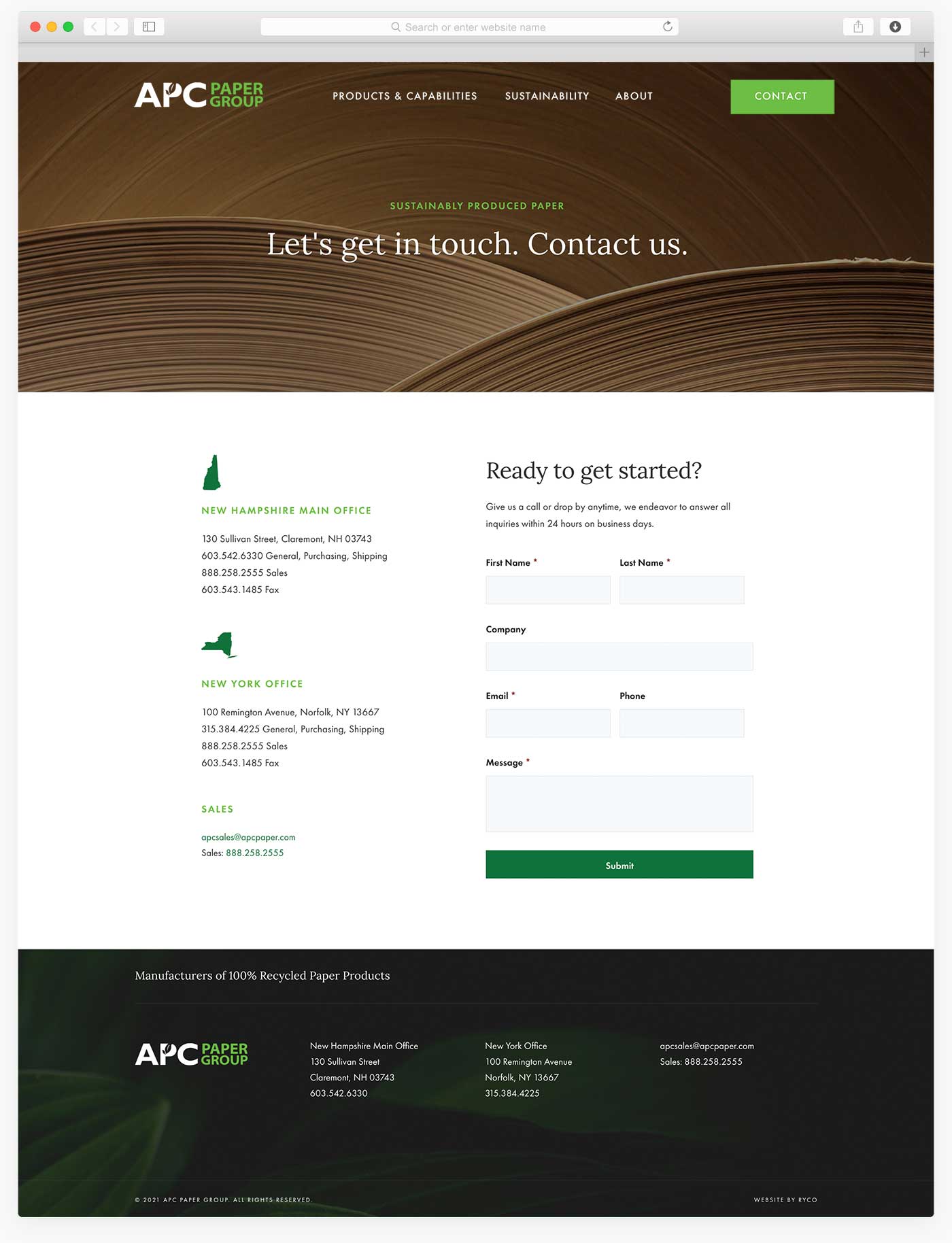 APC Paper Group Website in a Browser