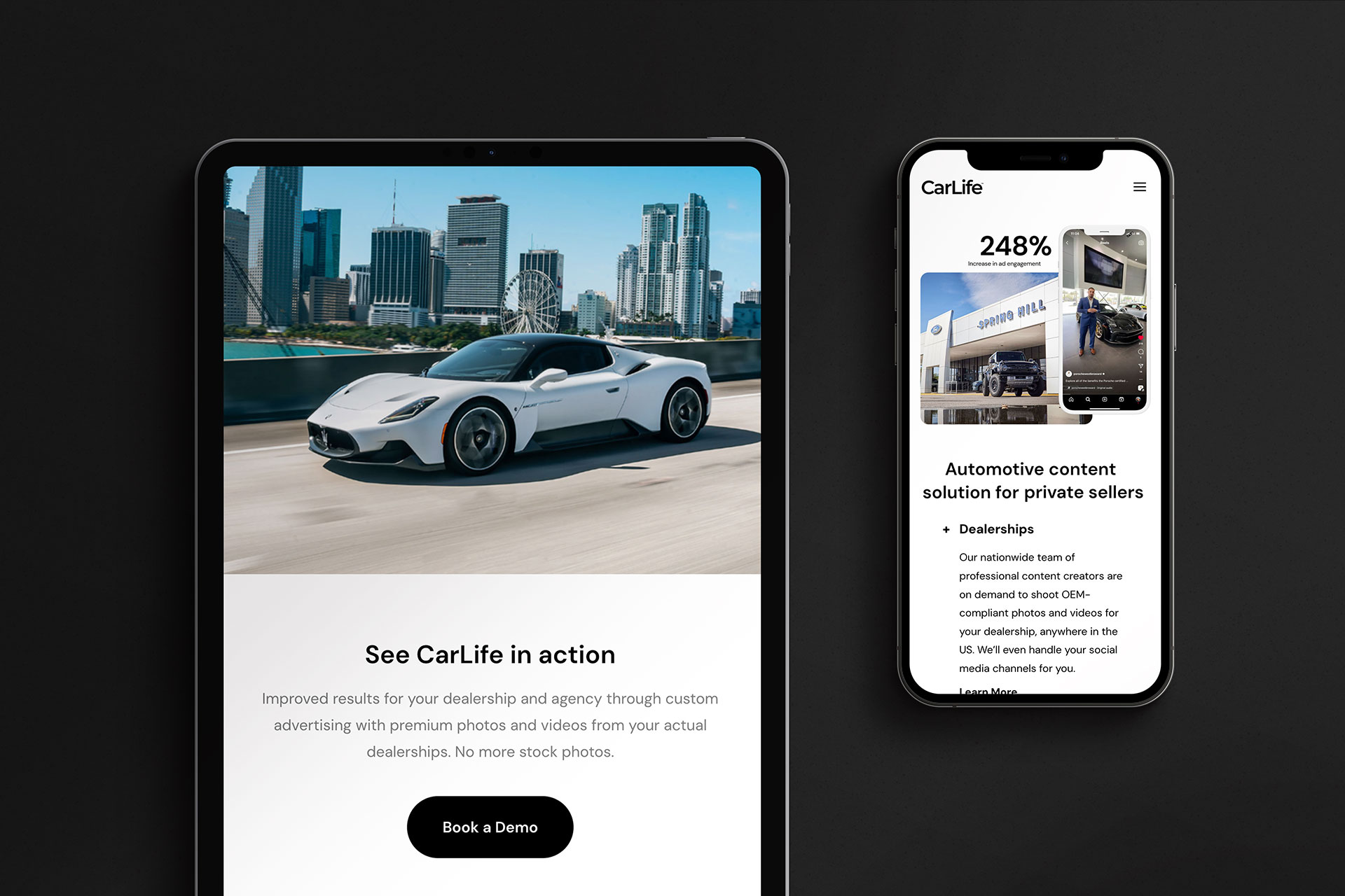 CarLife Website on Tablet