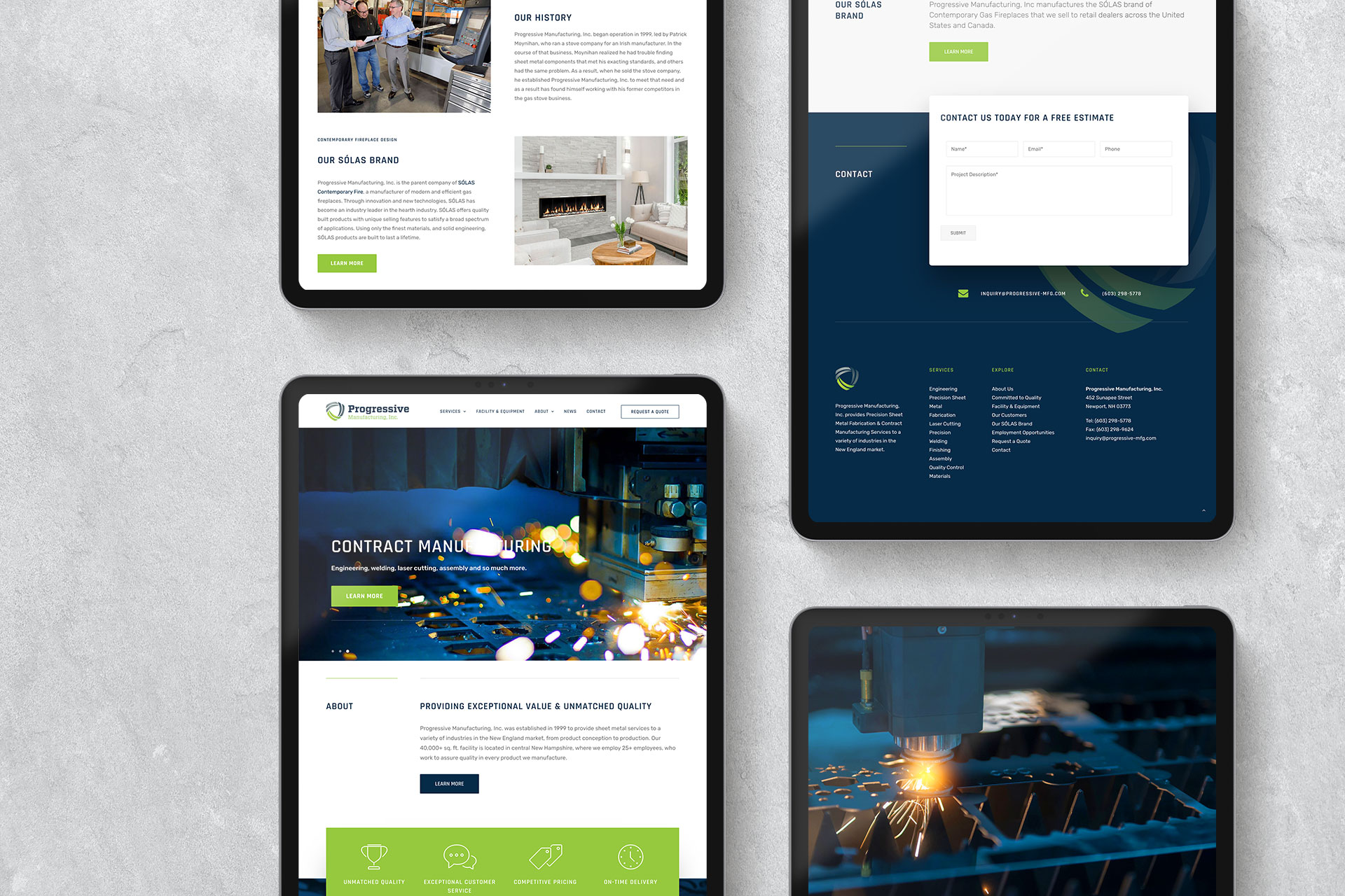 Manufacturing Web Design Mockup on iPad