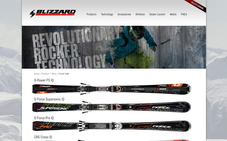 Blizzard Skis Ecommerce Website Design