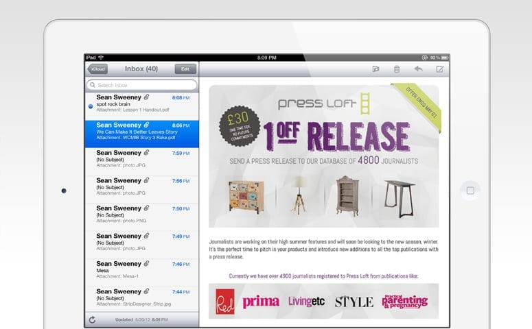 PressLoft PR Email Campaign Design