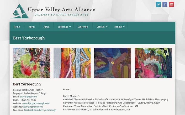 Upper Valley Arts WordPress Website Design