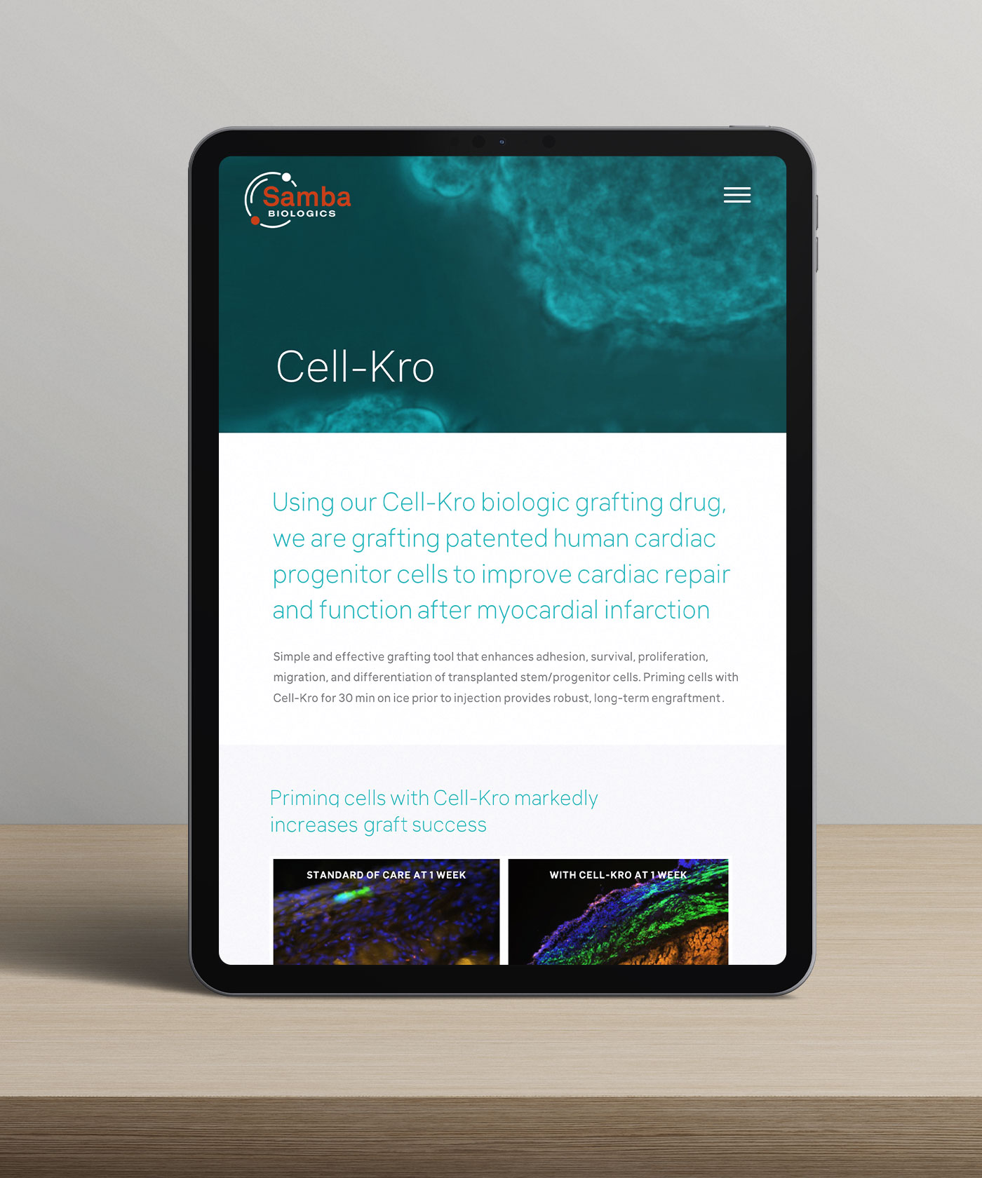 BioTech Web Design Mockup on Tablet